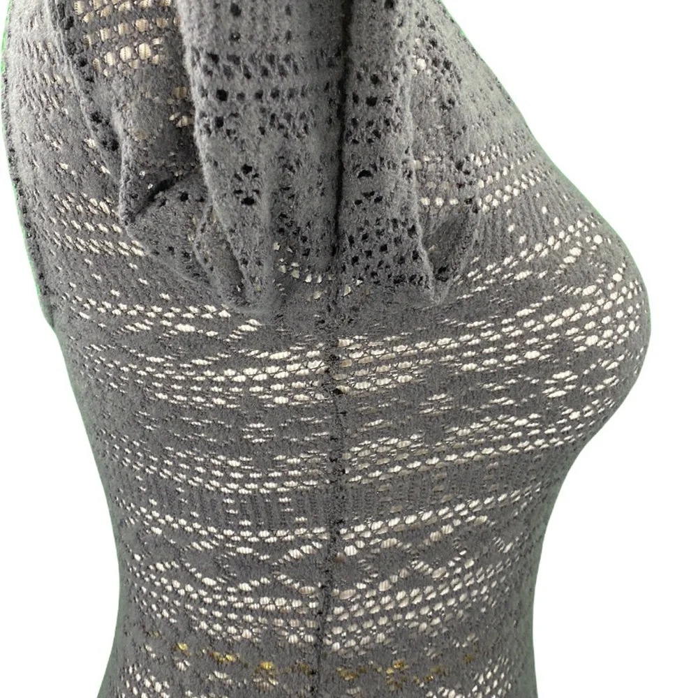 American Eagle Gray Open Back Lace Knit Sweater - Picture 4 of 11